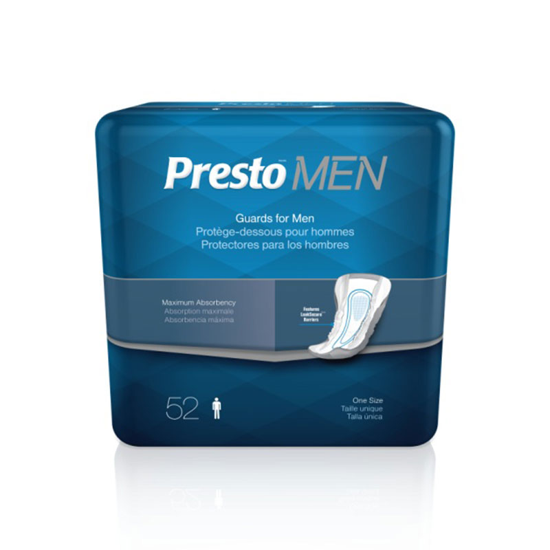 Presto Guards Maximum Absorbency Incontinence Pad for Men 12 inch Case of 180