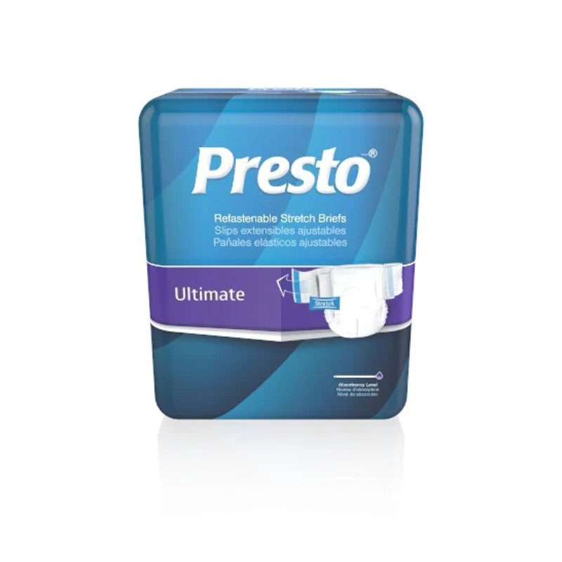 Presto Maximum Absorbency Ultimate Brief Large 45-58 inch Blue Pack of 18