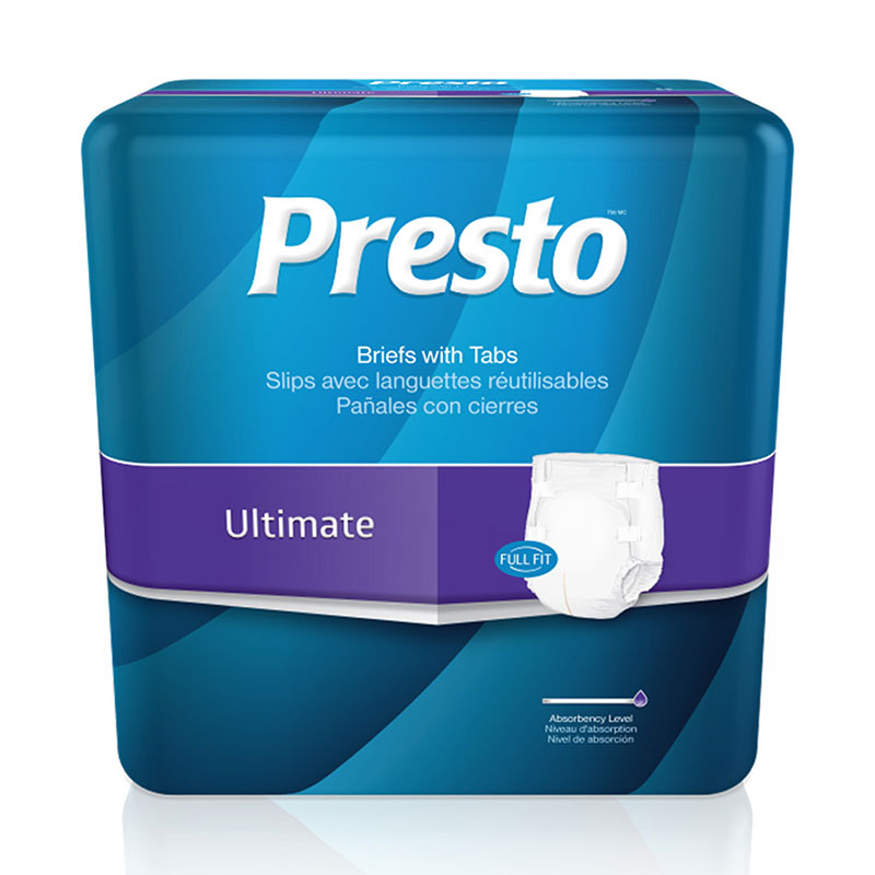 Presto Maximum Absorbency Ultimate Brief Medium 32-44 inch White Case of 96