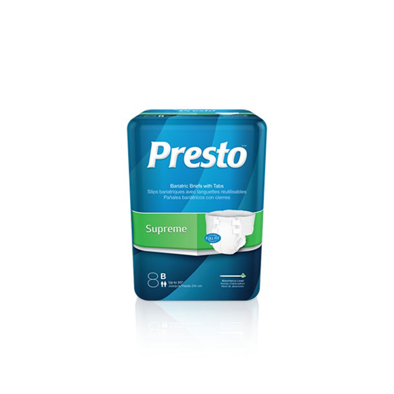 Presto Supreme Brief Bariatric XXX-Large 78-95 inch Pack of 8