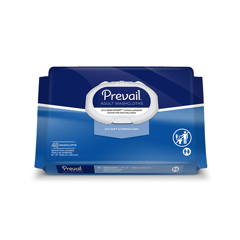 Prevail Soft Pack Disposable Adult Washcloth 12 inch x 8 inch 48/pk