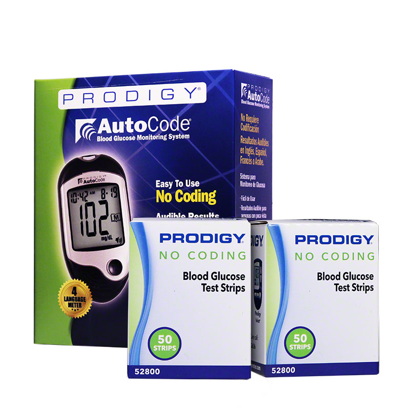 Prodigy Blood Glucose Test Strips 100/bx w/ Meter Kit