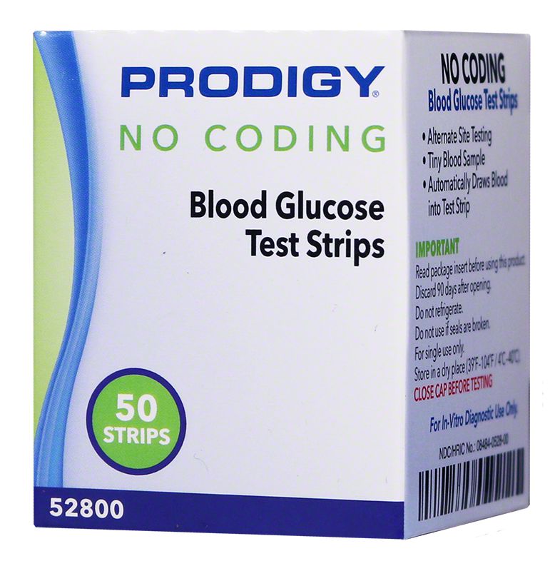 Prodigy No Coding Blood Glucose Test Strips Box of 50