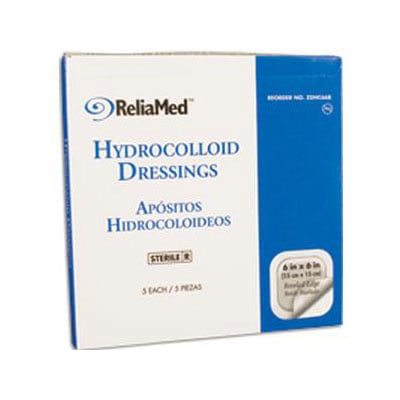 Reliamed 6 x 6 Hydrocolloid Wound Dressing, Bevld Edge, 5 per Box