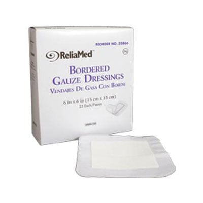 Reliamed Bordered Gauze, 6 x 6, Latex Free, Sterile