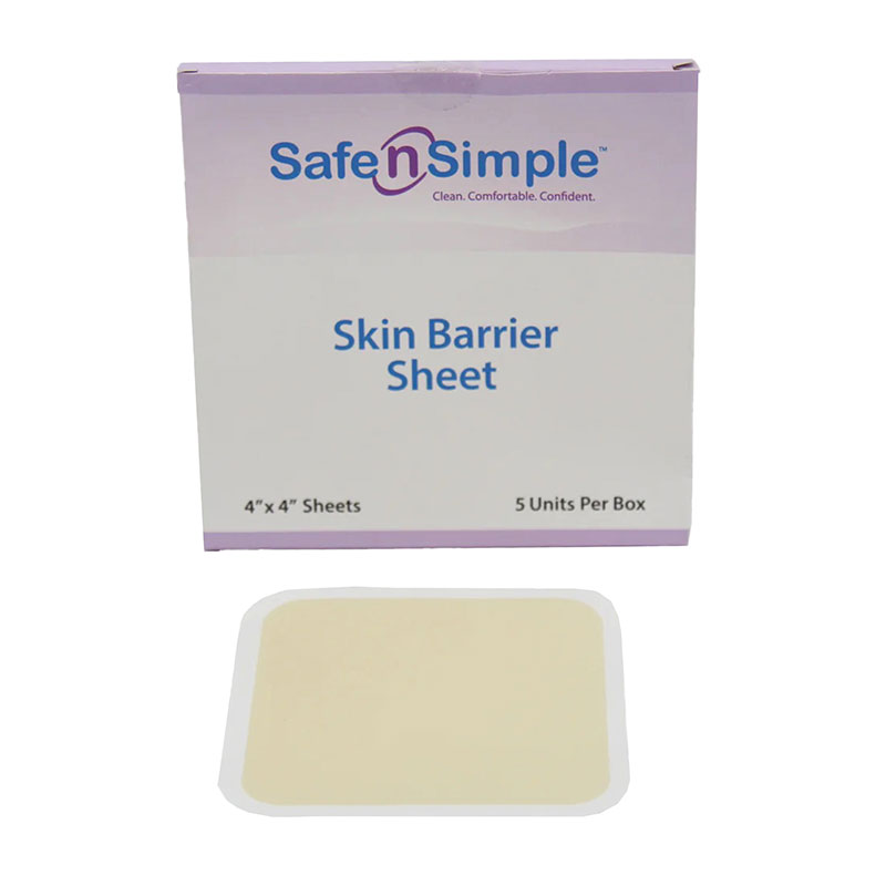 Safe N Simple 4x4 inch Skin Barrier Sheet Plus With Aloe and Zinc Oxide Box of 5