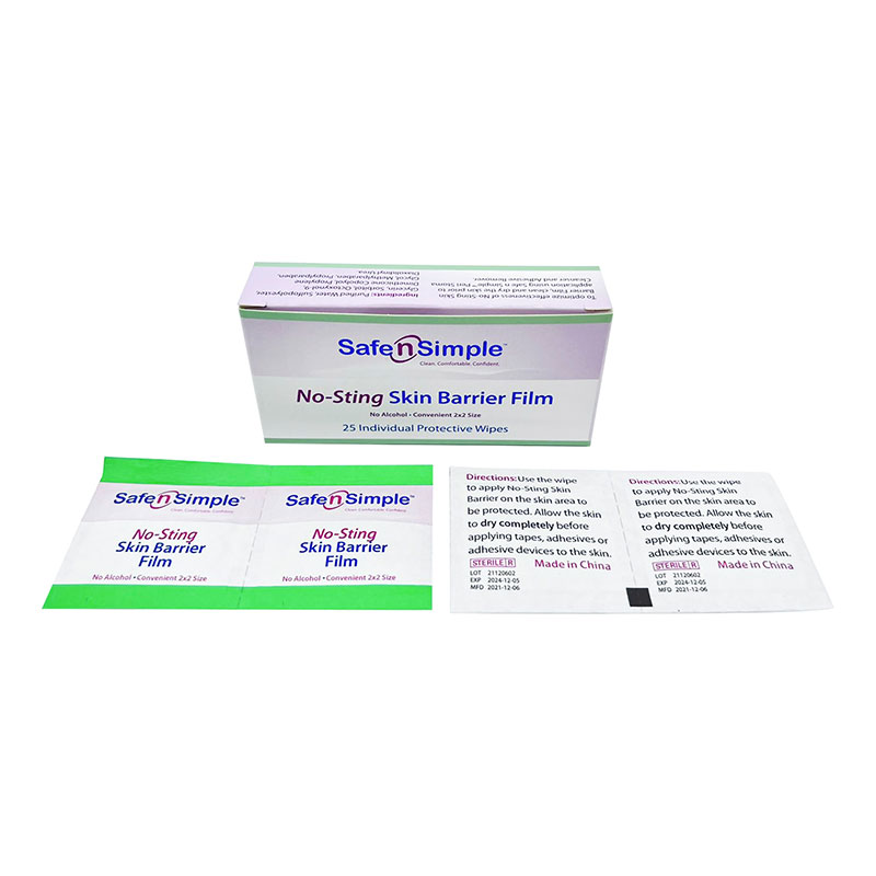 Safe N Simple Alcohol Free No Sting Skin Barrier Wipes Box of 25