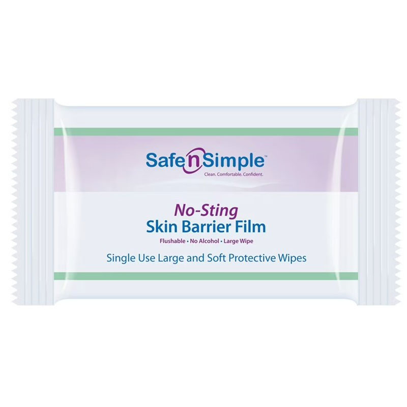 Safe N Simple No-Sting Skin Barrier Wipes 5x7 inch Package of 25