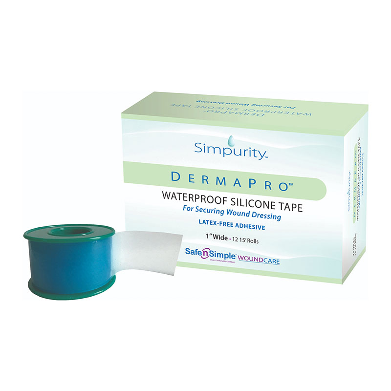 Safe N Simple Simpurity DermaPro Waterproof Silicone Tape 1inx5yd Box of 12