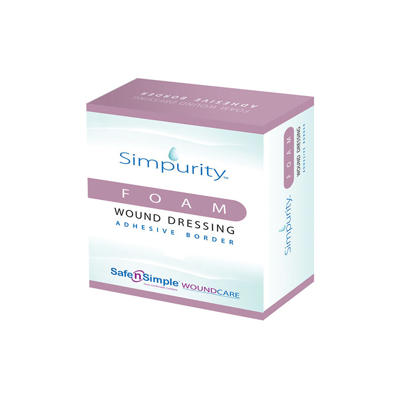 Safe N Simple Simpurity Foam with Adhesive Border 2x2 inch Box of 12