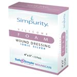 Safe N Simple Simpurity Foam Wound Dressing Silver Silicone 4x5 inch Box of 12 thumbnail