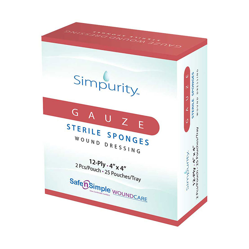 Safe N Simple Simpurity Gauze Dressing 4x4 inch Sterile 2's Box of 25