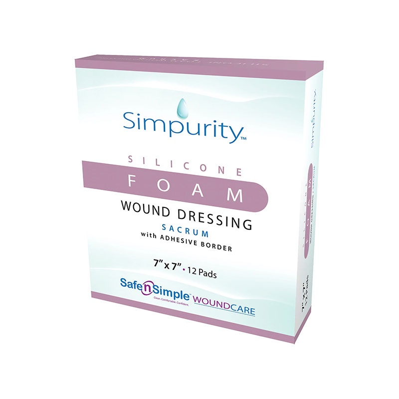 Safe N Simple Simpurity Sacrum Foam with Silicone Adhesive Border 7x7 inch Box of 12