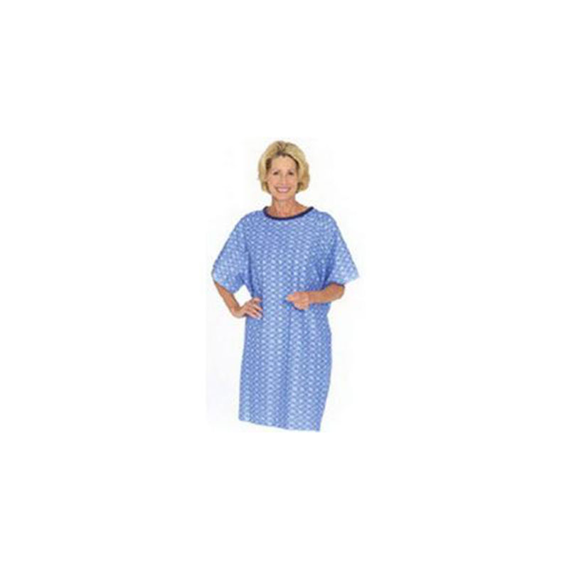 Salk Tieback Patient Gown Blue Plaid One Size