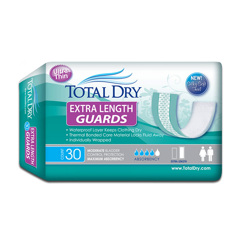 Secure Personal Care TotalDry Extra-Length Guards Package of 30