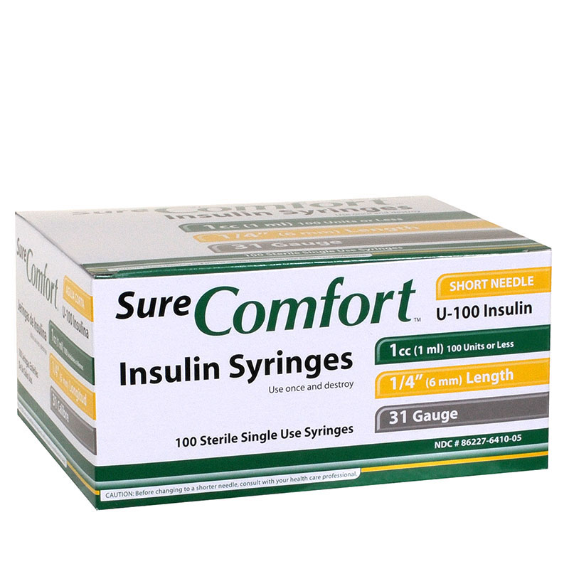 Buy U100 Insulin Syringes 31 Gauge, 1cc, 1/4" 100ct