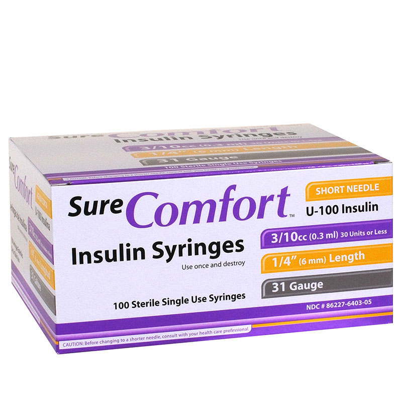 Buy U100 Insulin Syringes 31 Gauge, 3/10cc, 1/4" 100ct