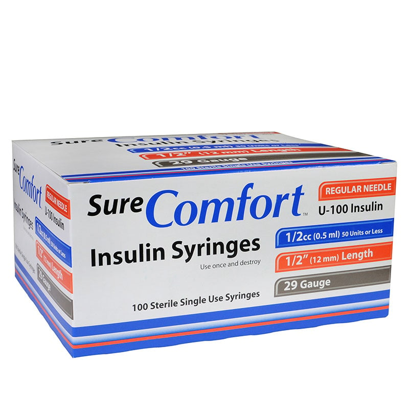 SureComfort U-100 Insulin Syringes 29G 1/2cc 1/2 inch 100/bx