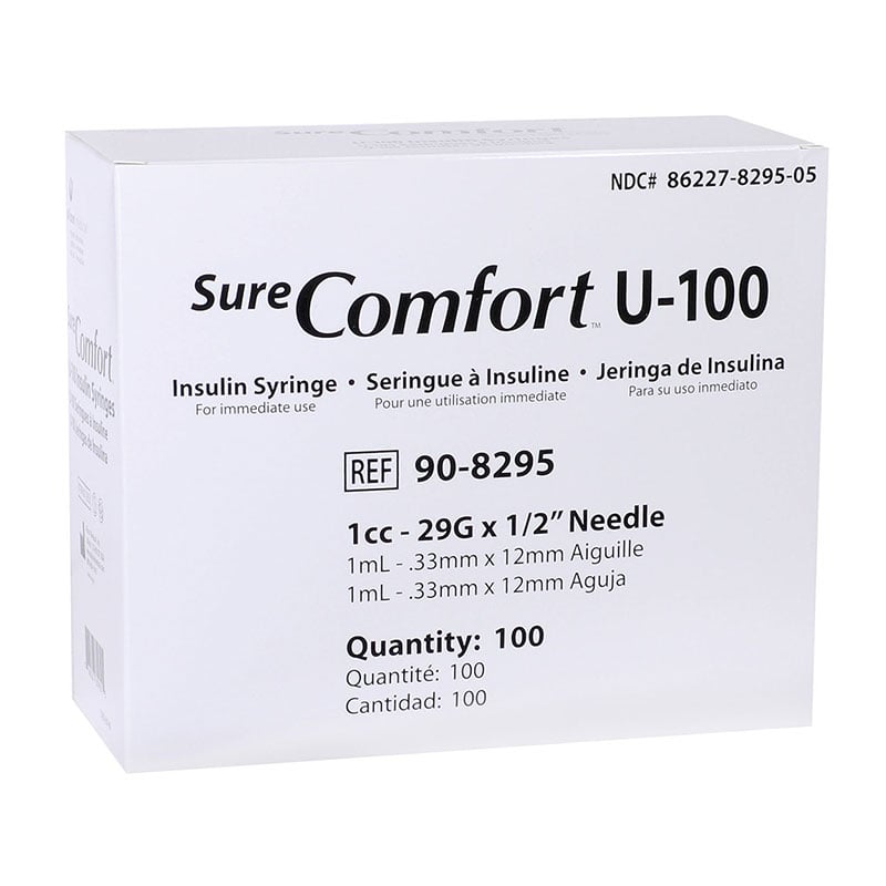 SureComfort Syringes 1cc 29G 1/2 inch Blister Pack 100ct
