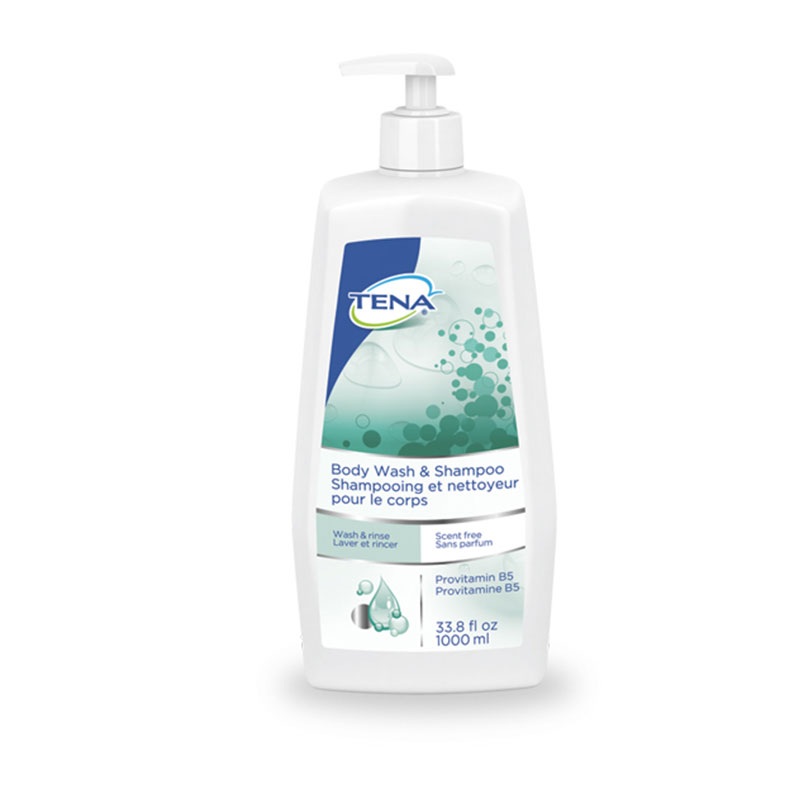 TENA Body Wash & Shampoo 33.8oz Bottle, Scent Free