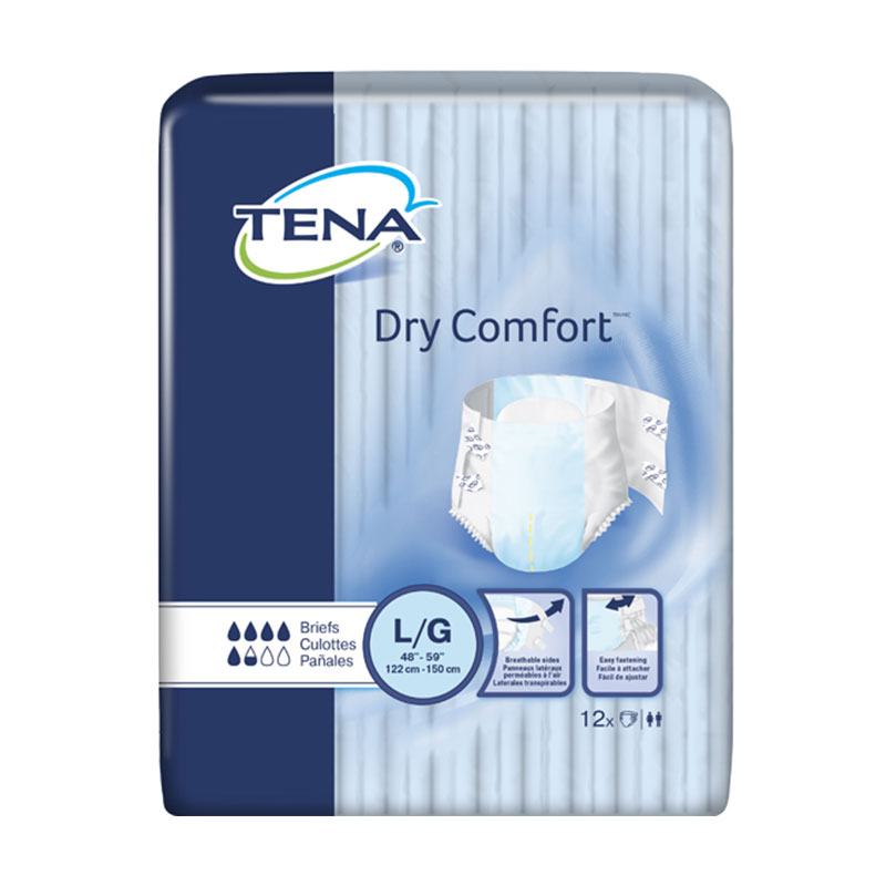 TENA Dry Comfort Briefs 48-59 Large - 12/bag