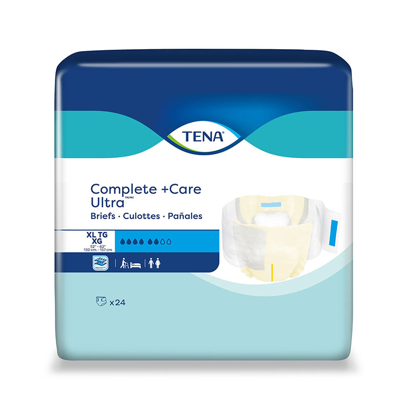 Tena Complete +Care Ultra Brief Extra Large 52-62 inch Package of 24