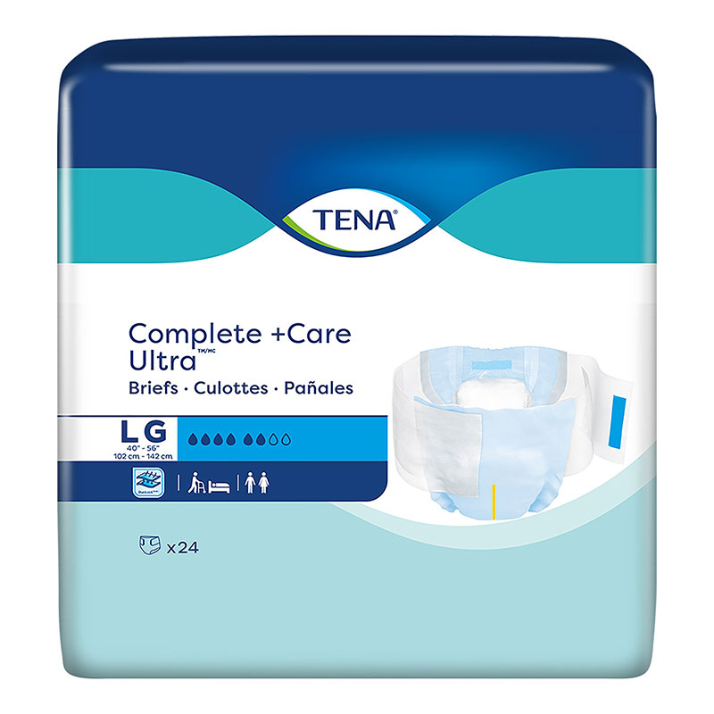 Tena Complete +Care Ultra Brief Large 40-56 inch Package of 24