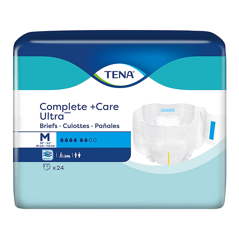 Tena Complete +Care Ultra Brief Medium 32-44 inch Package of 24