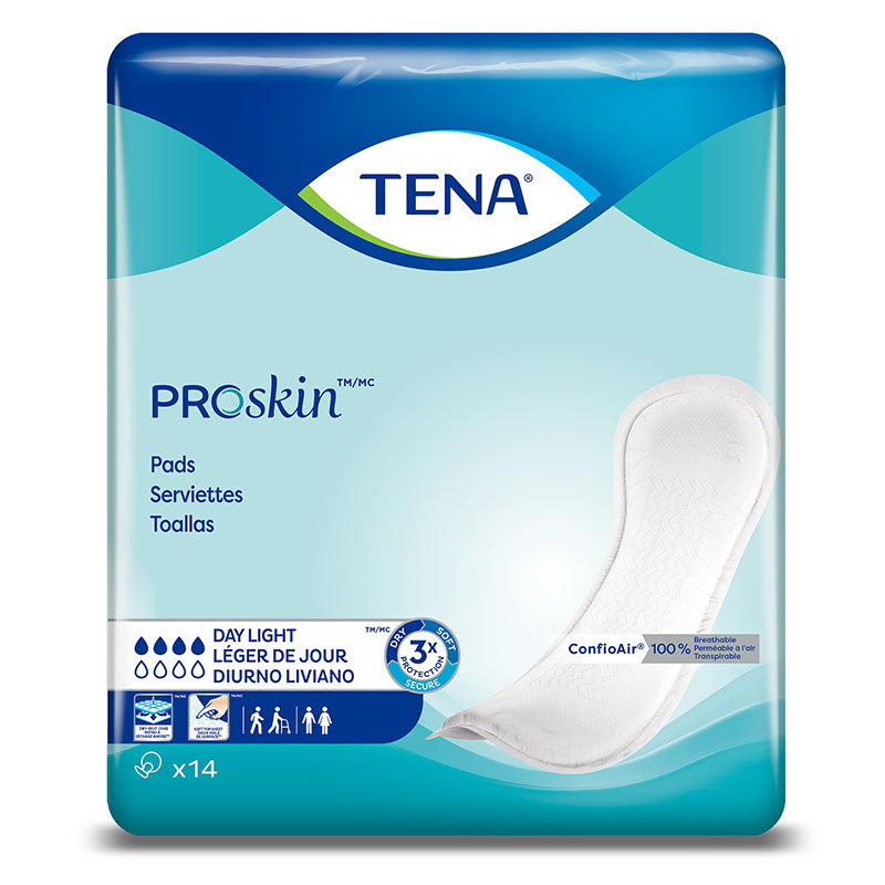 Tena Dry Comfort Light Absorbency Day Pad 13 inch Long Package of 14