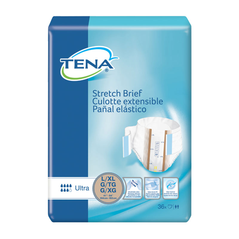 TENA Stretch Briefs Ultra Absorbency 41-64 LG/XL - 72/case