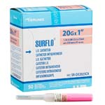 Terumo Peripheral IV Catheter Surflo 20G 1 inch ETFE Straight Hub Needle Box of 50 thumbnail