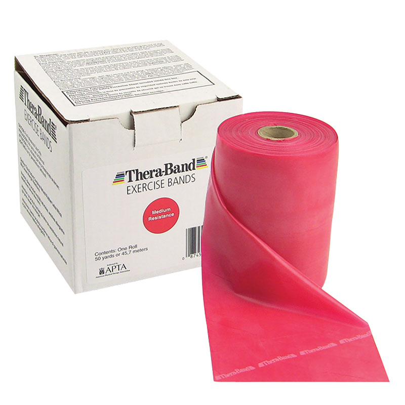 Thera-Band Latex-Free Resistance Band - Medium 50 Yard Roll - Red