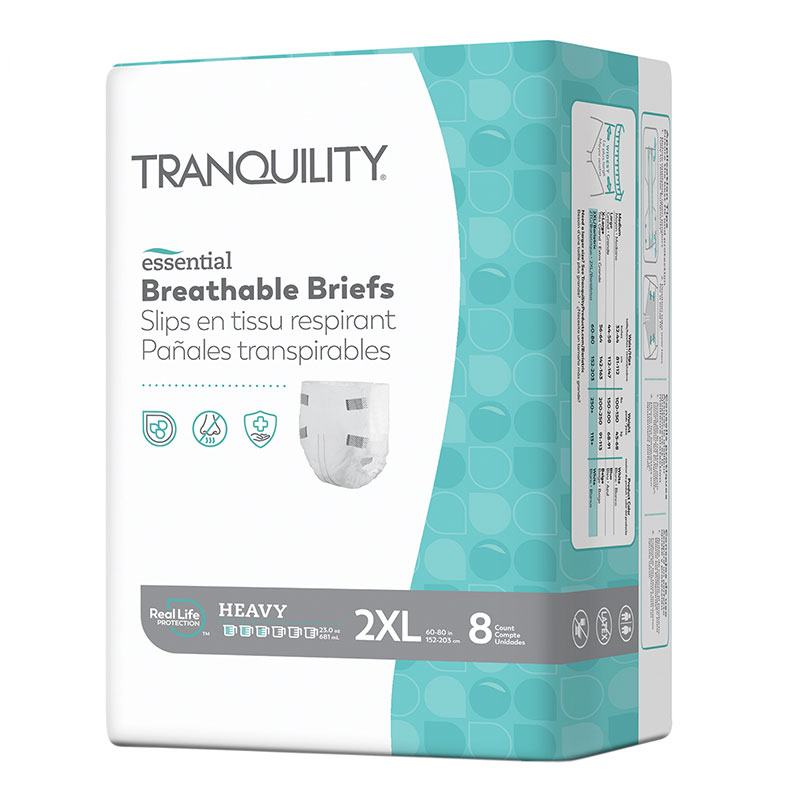 Tranquility Essential Breathable Briefs-Heavy 2XL/Bariatric 60-80 inch Case of 32