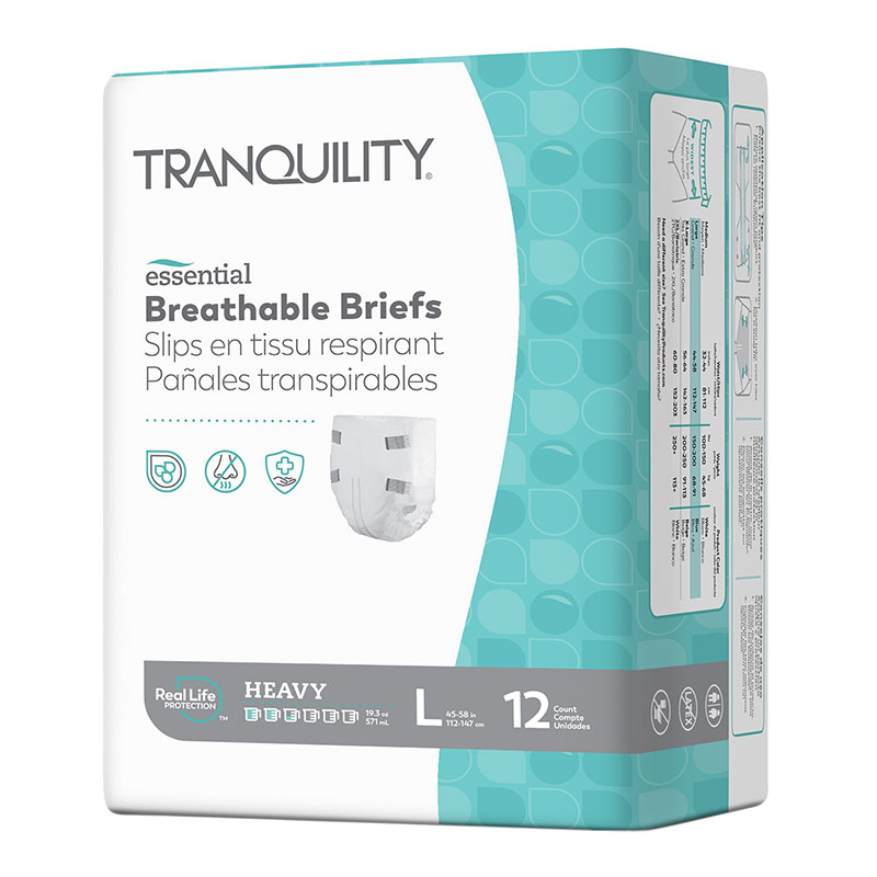 Tranquility Essential Breathable Briefs-Heavy Large 44-58 inch Case of 72