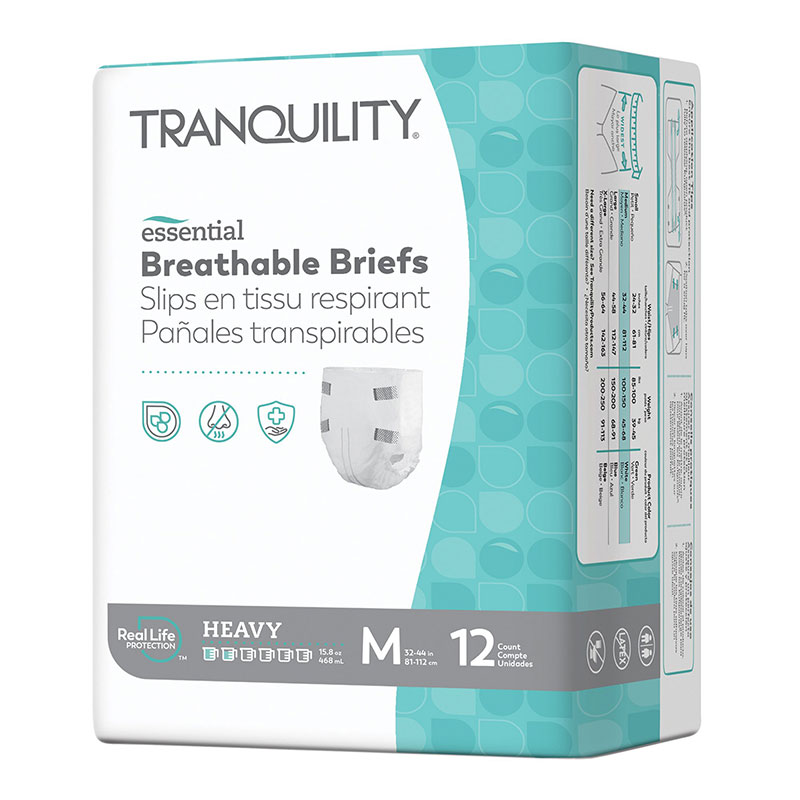 Tranquility Essential Breathable Briefs-Heavy Medium 32-44 inch Package of 12