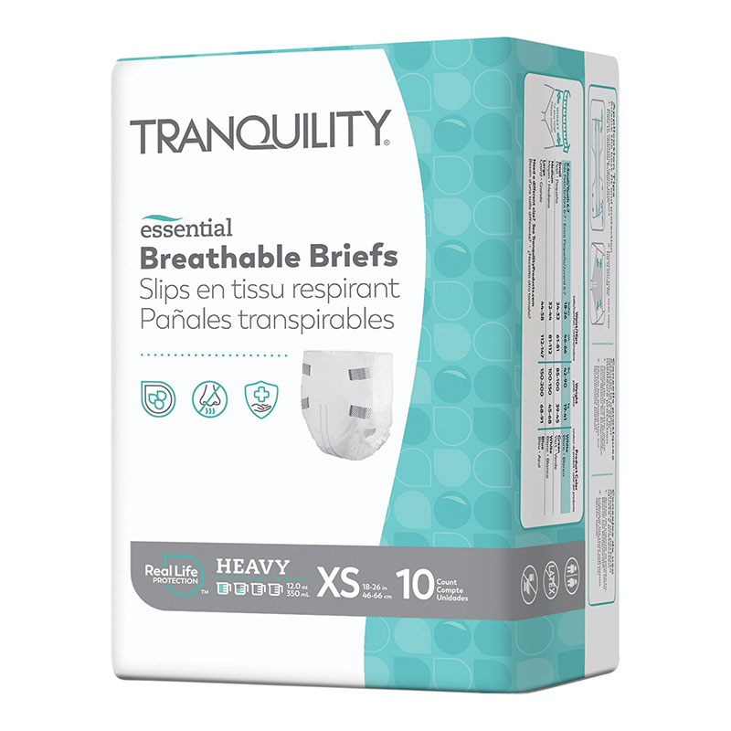 Tranquility Essential Breathable Briefs-Heavy X-Small/Youth Size 6/7 18-26 inch Case of 100