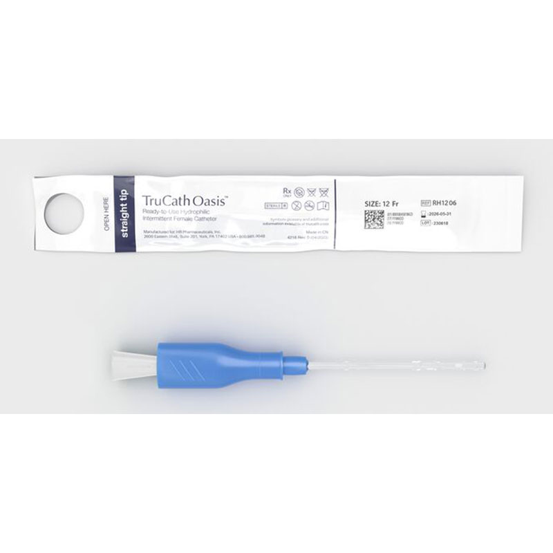 TruCath Oasis Intermittent Female Catheter TruProtect Grip 12FR 6 inch Box of 30