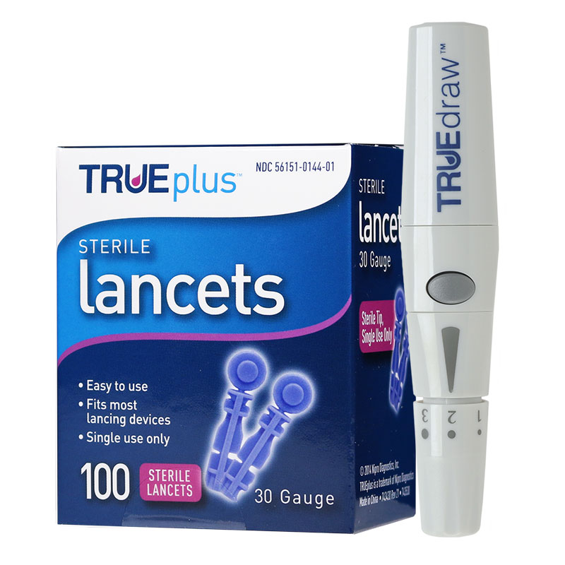 TRUEplus Sterile Lancets 30G 100/bx w/ TRUEdraw Lancing Device