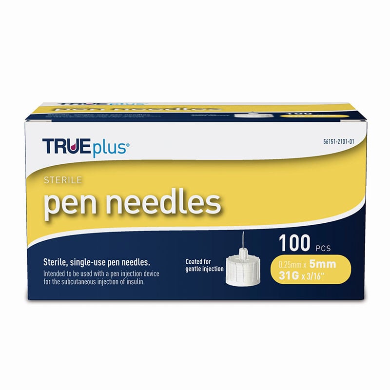 TruePlus Pen Needles 31g, 5mm, 100ct - Pack of 12