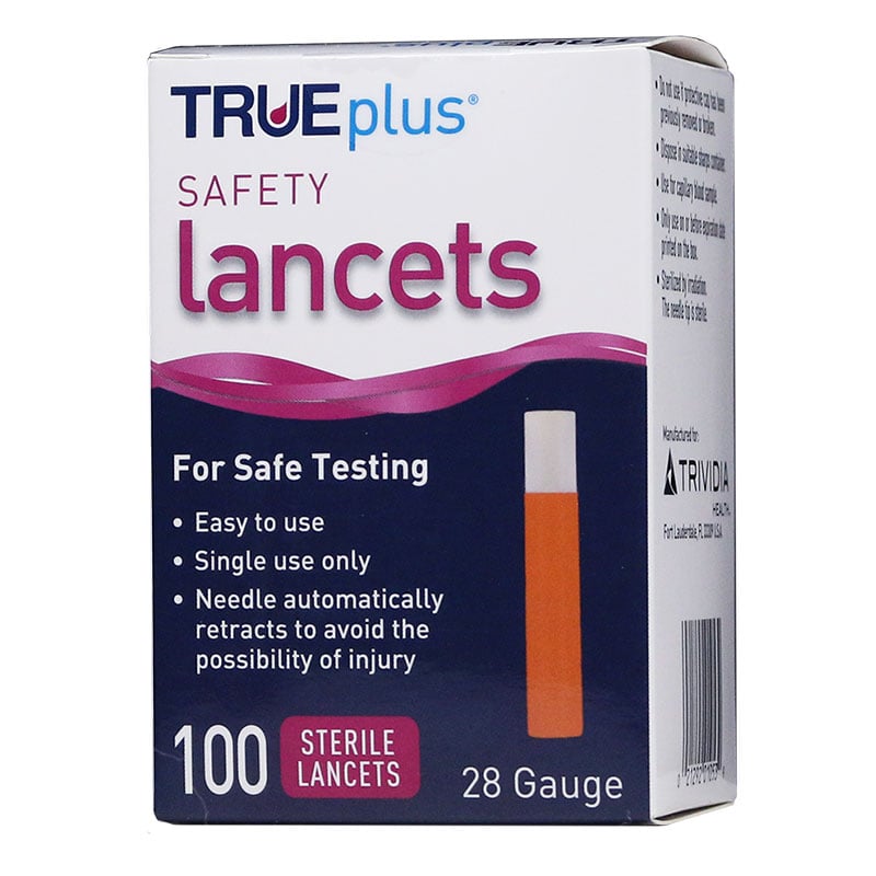 TRUEplus Safety Lancets 28G Single Use 100/box