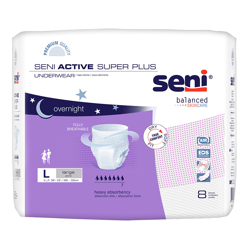 TZMO USA Seni Active Super Plus Pull-On Underwear Large 39-53 inch Case of 32
