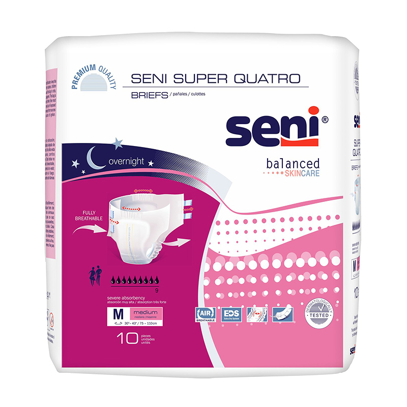 TZMO USA Seni Super Quatro Briefs Medium 30-43 inch Case of 40