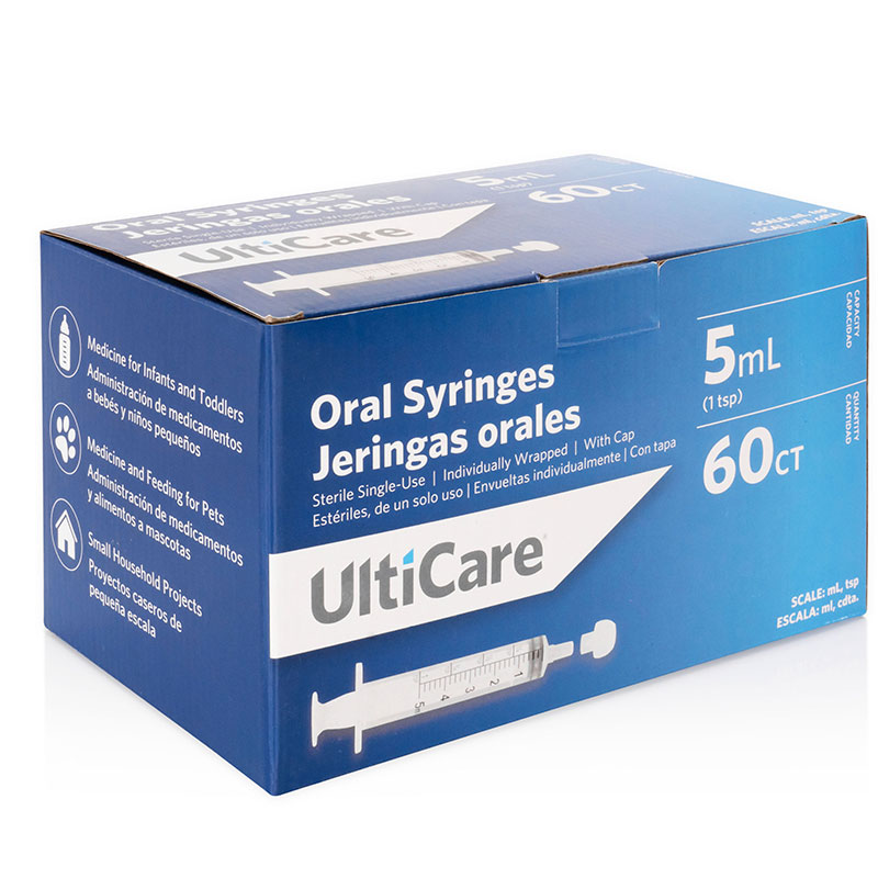 Ulticare 5ML Oral Syringes with Cap Sterile Box of 60
