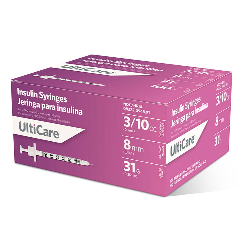 Ulticare Insulin Syringes U 100 31g 3 10cc 5 16in 100ct Adw Diabetes