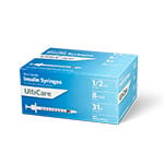 UltiCare U-100 Insulin Syringes Short Needle 31G 1/2cc 8mm 100 Count thumbnail