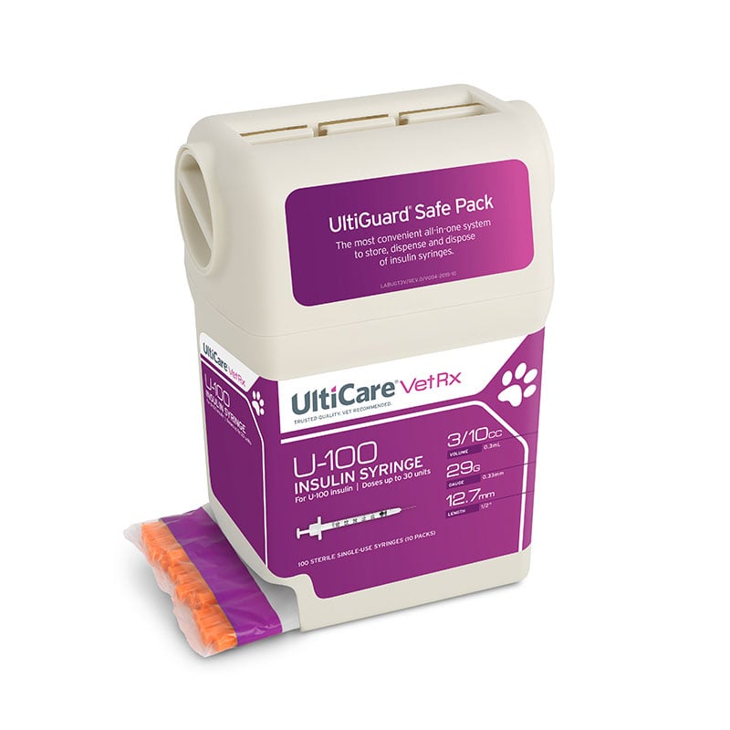 UltiGuard UltiCare U-100 Pet Insulin Syringes 29G 3/10cc 1/2 inch 100/bx