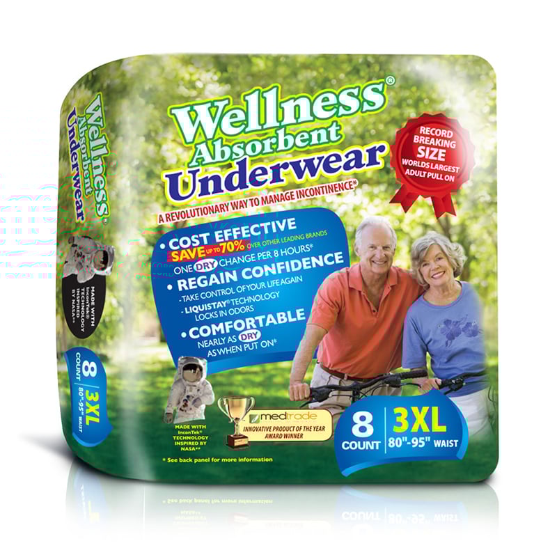 Unique Wellness Absorbent Underwear 3X-Large 80-95 inch Case of 32