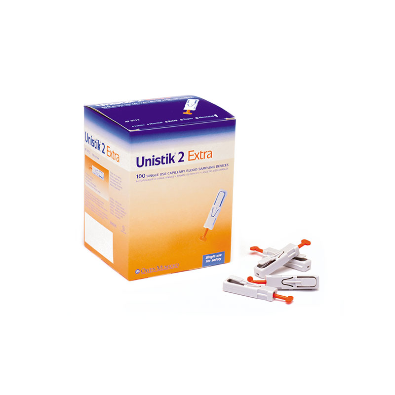 Owen Mumford Unistik 2 Extra Safety Lancets 100/bx Lancing Device