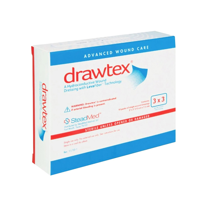 Urgo Medical Drawtex Hydroconductive Dressing with Levafiber 3x3 inch Box of 10