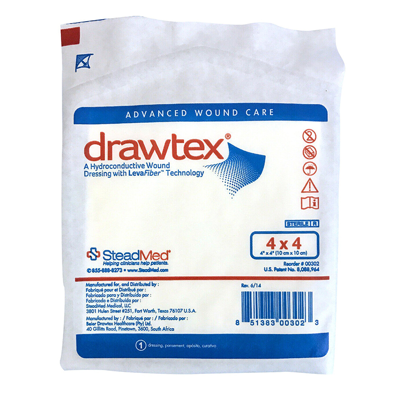 Urgo Medical Drawtex Hydroconductive Dressing with Levafiber 4x4 inch Box of 10